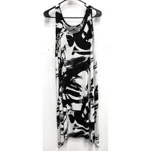 Jostar Wearable Art Midi Dress Womens Small Black White Abstract Sleeveless